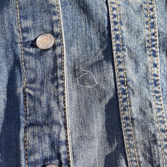 Beaded Boho Upcycled Denim Embellished Jean Jacket Womens S Hippie Festival - Picture 11 of 11